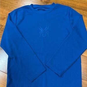 Spyder Blue Long Sleeve Tee with Subtle Logo- size m (10/12)